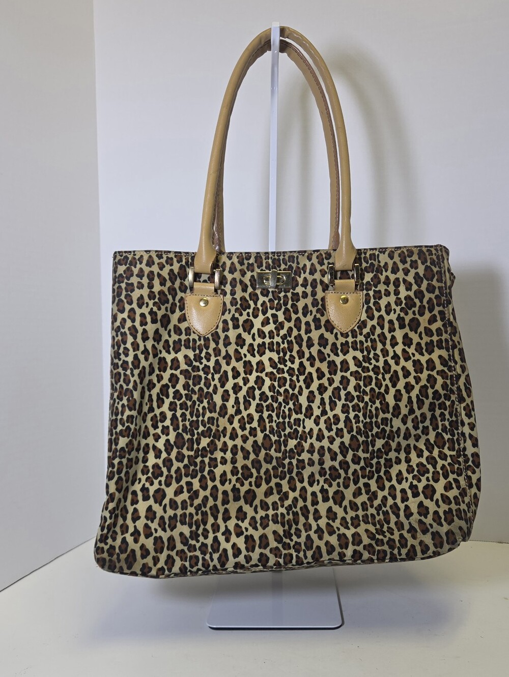 Joan Rivers Leopard Print Tote with Tan Handles